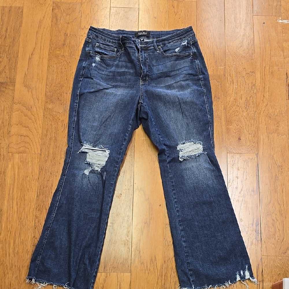 Distressed Flare Judy Blue tummy control jeans